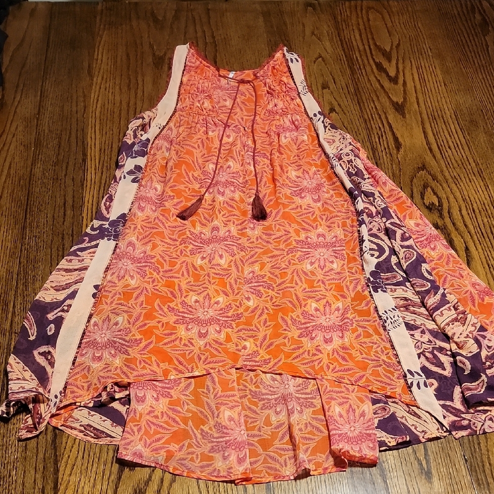 Free People Floral Sleeveless Dress in Orange and Purple